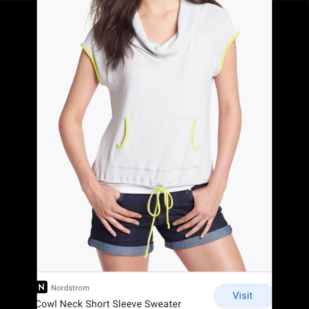 Cowl neck short sleeve sweater